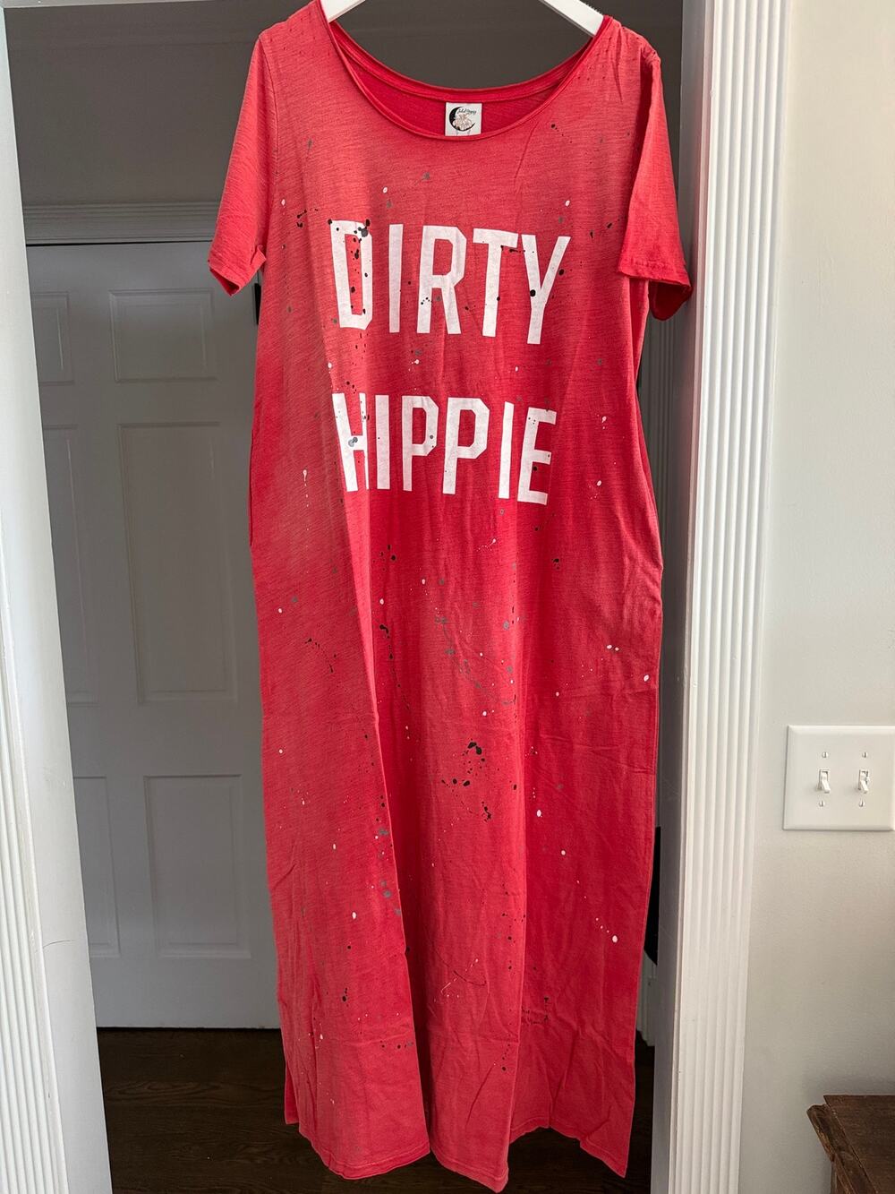 Jaded Gypsy DIRTY HIPPIE Tee Dress w Pockets Weathered Red NWT One Size